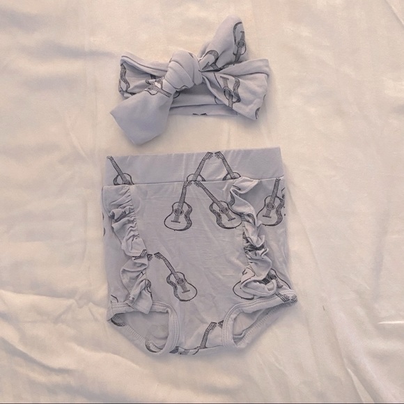 Kate Quinn Guitar Diaper Cover Bloomers w headband - Picture 1 of 2